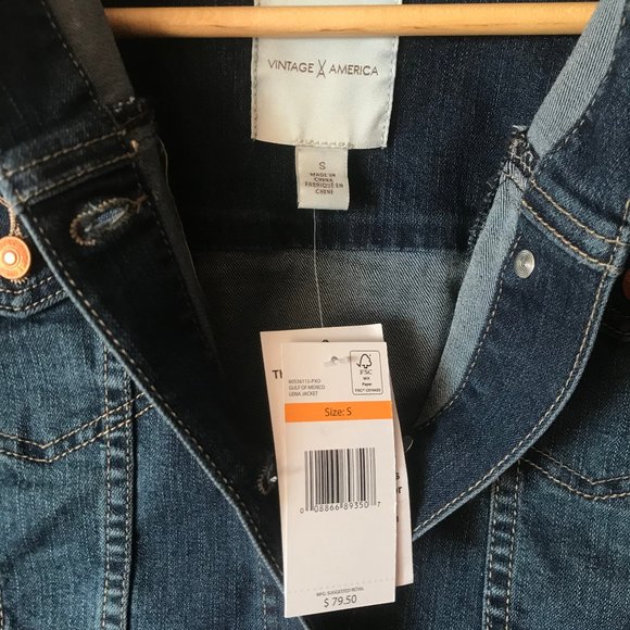 NWT Vintage America Denim Jacket Small Stretch S - Picture 7 of 14